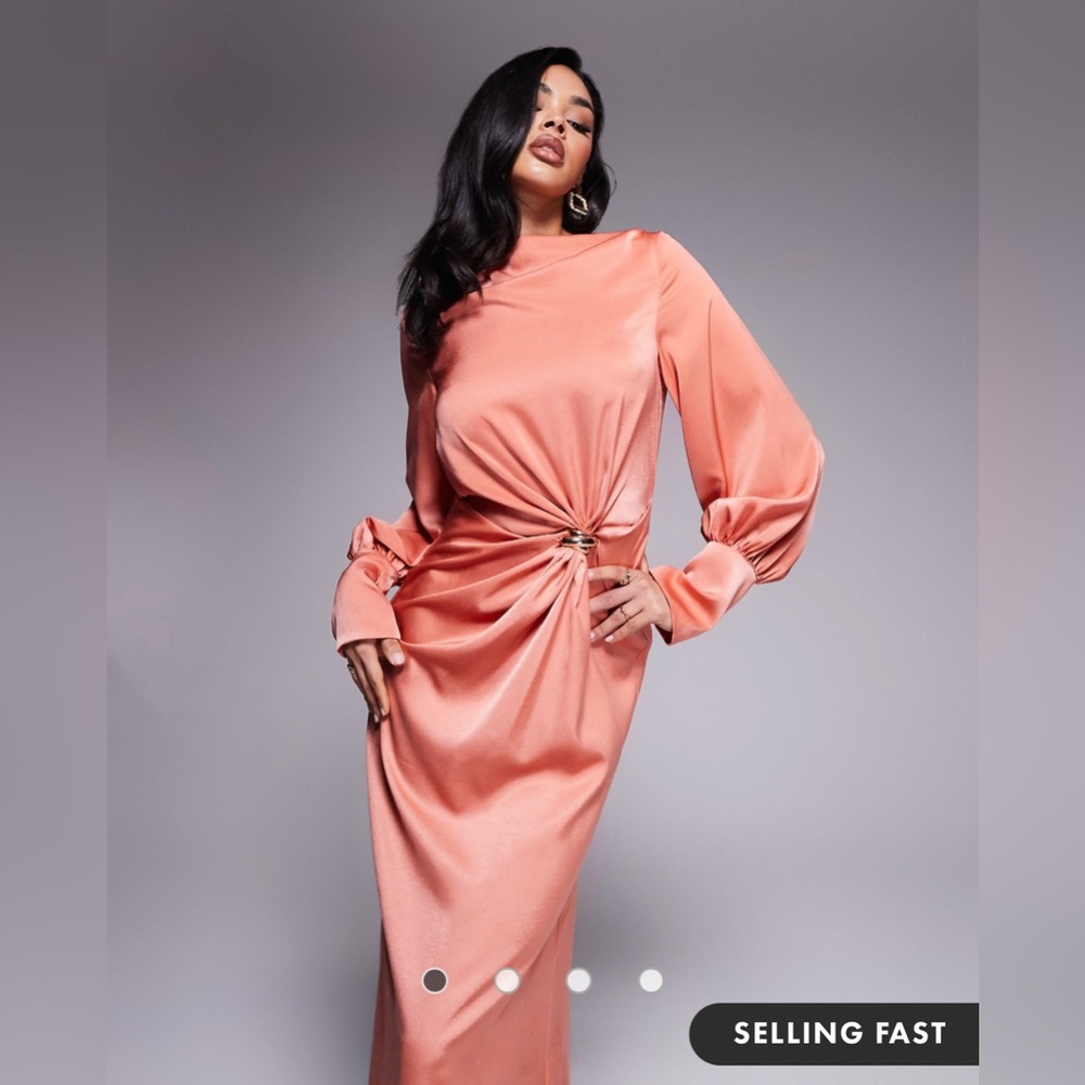 Elegant Peach Satin Dress size 4 NWT